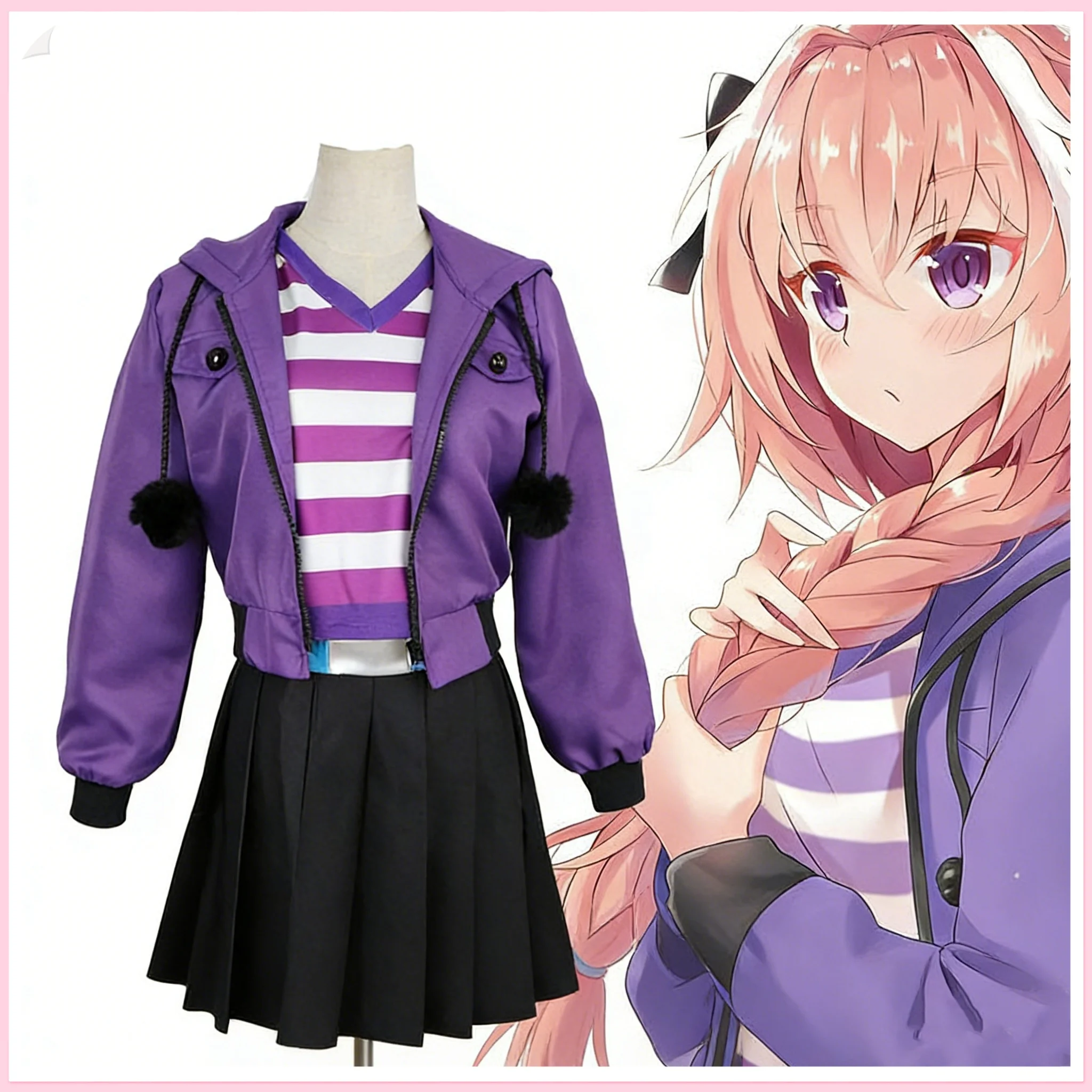 

Fate/Apocrypha Astolfo Косплей Костюм Женский Повседневный Фиолетовый Спортивная Одежда Хэллоуин Cos Конвенция Ролевая Игра Прекрасное Пальто Юбка Костюм