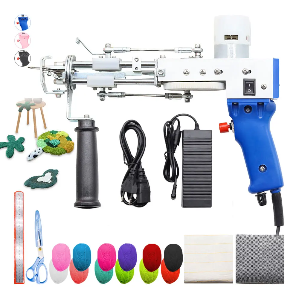 Electric Carpet Rug Guns, Carpet Weaving Knitting Machine 2 In 1 Tufting Gun Can Do Cut Pile And Loop Pile With 5-40 Stitches