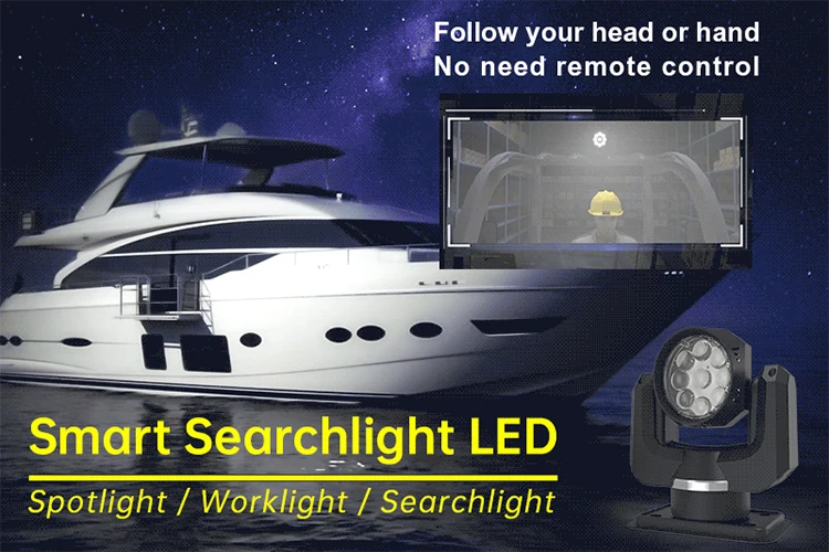 Follow Your Head 90W LED ハイパワー海洋サーチライト、スマートテクノロジー搭載。 リモートコントロールマリンボートLEDムービングヘッドスポットライト