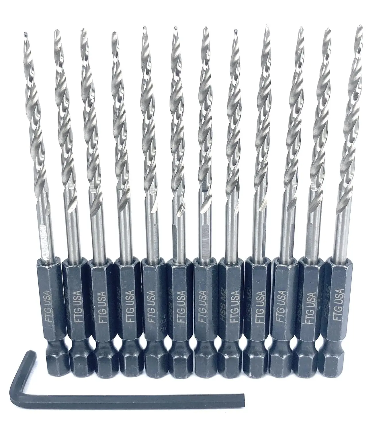 

Набор из 12 конических сверл по дереву # 6 (9/64") одинакового размера для замены зенкеров