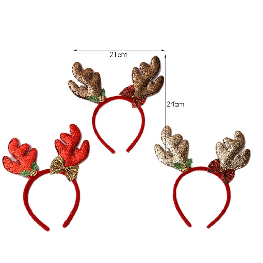 Вечерние наряды с рисунком Санта-Клауса, рождественская шляпа с бантом, рождественская повязка для волос, рождественское украшение, женский плюшевый обруч для волос, повязка на голову с рогами