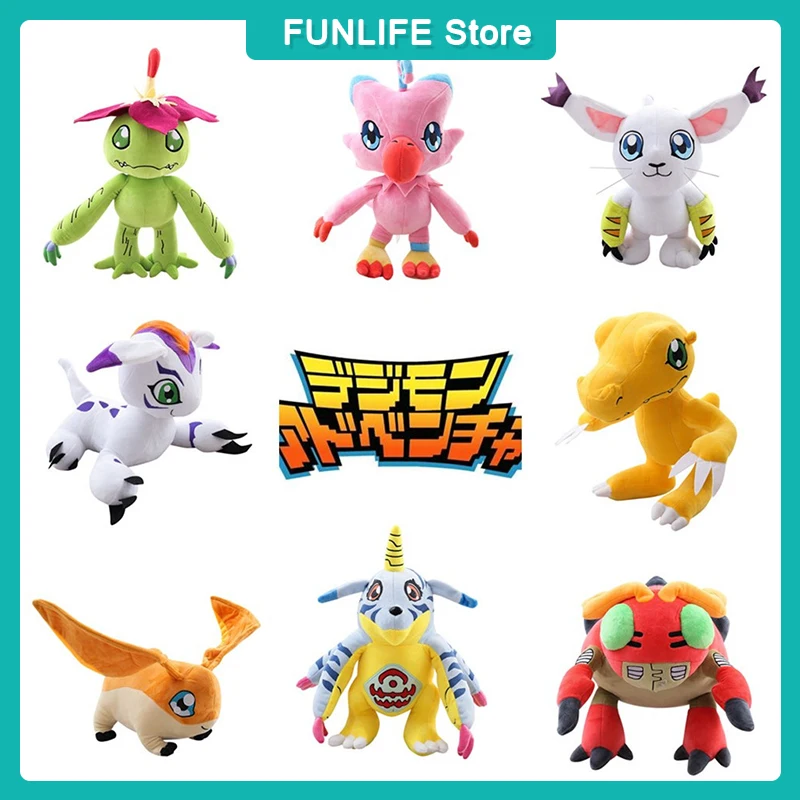 Anime Digimon Adventure Plush Dolls Agumon Gabumon Tailmon Cartoon Plush Toys Palmon Piyomon Digital Monsters Figures Kids Gifts