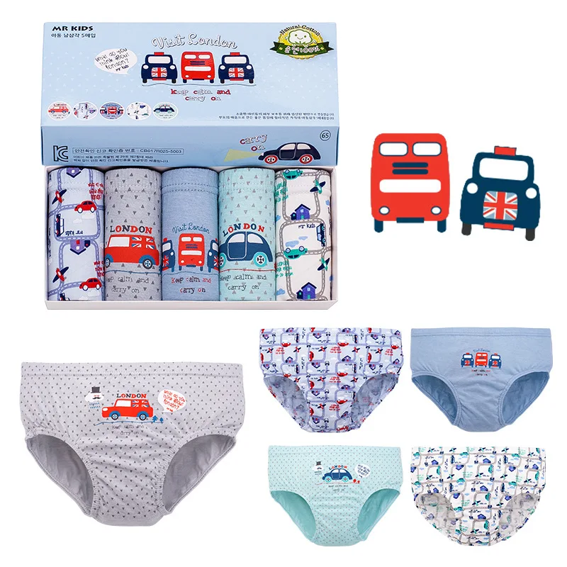 Cartoon Vehicle Child's Underwear Colorful Truck Cars Pattern Boys Boxers Briefs Cotton Breathable Panties Kids for Children