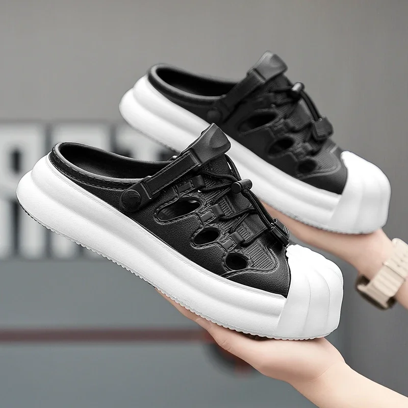 

Fashion Men Sandals Summer Half Slippers Outdoor Women Beach Shoes Couple Walking Sneakers Comfortable Breathable Casual Shoes