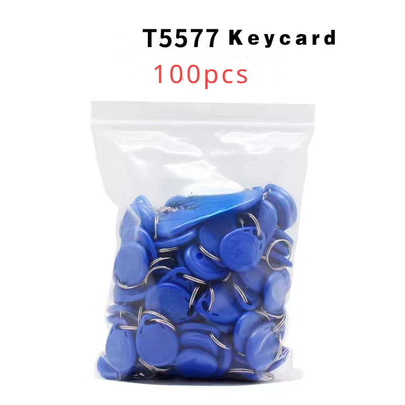 100pcs T5577 Rewritable 125KHz RFID Tag Writable Rewrite Duplicate Proximity Token Keyfobs Ring Copy ID Card Key Fob