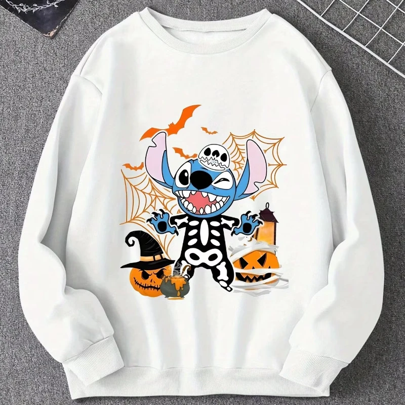 

MINISO последний хит продаж, популярный свитер на Хэллоуин с рисунком Диснея, свободный дышащий хлопковый свитер с круглым вырезом, футболка 2025 года