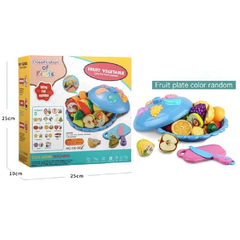 2024 New Model Colorful Fruit Plate Simulated Fruits And Vegetables Science And Education Puzzle Playhouse Toy Set For Children