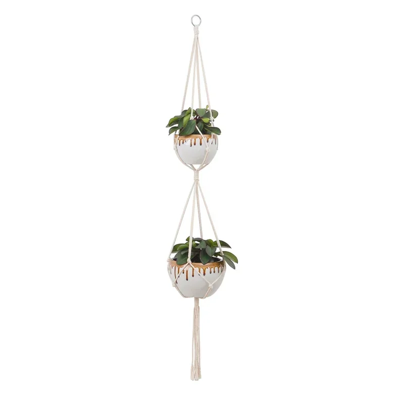 Hanging Plant Handmade Macrame Plant Hanger Flower Pot Planter Hanger Wall Decor Courtyard Garden Decor Planter Hanging Basket