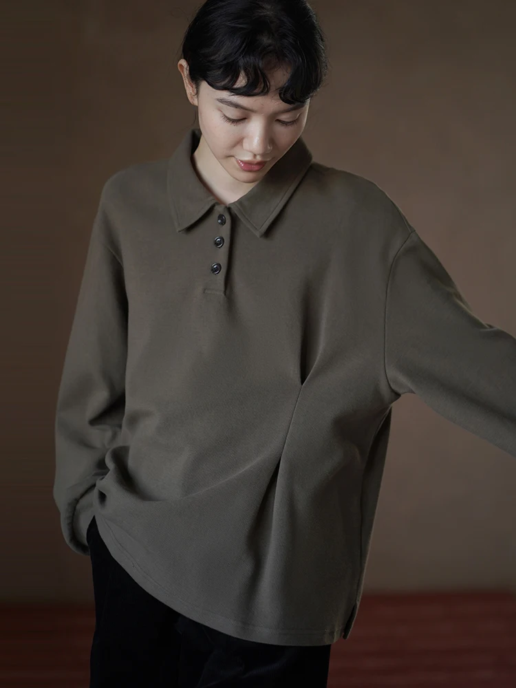 

Классический американский свитшот свободного кроя из 100% хлопка, удобный повседневный стиль для женщин, вязаный с длинными рукавами, Miss Ha Chi