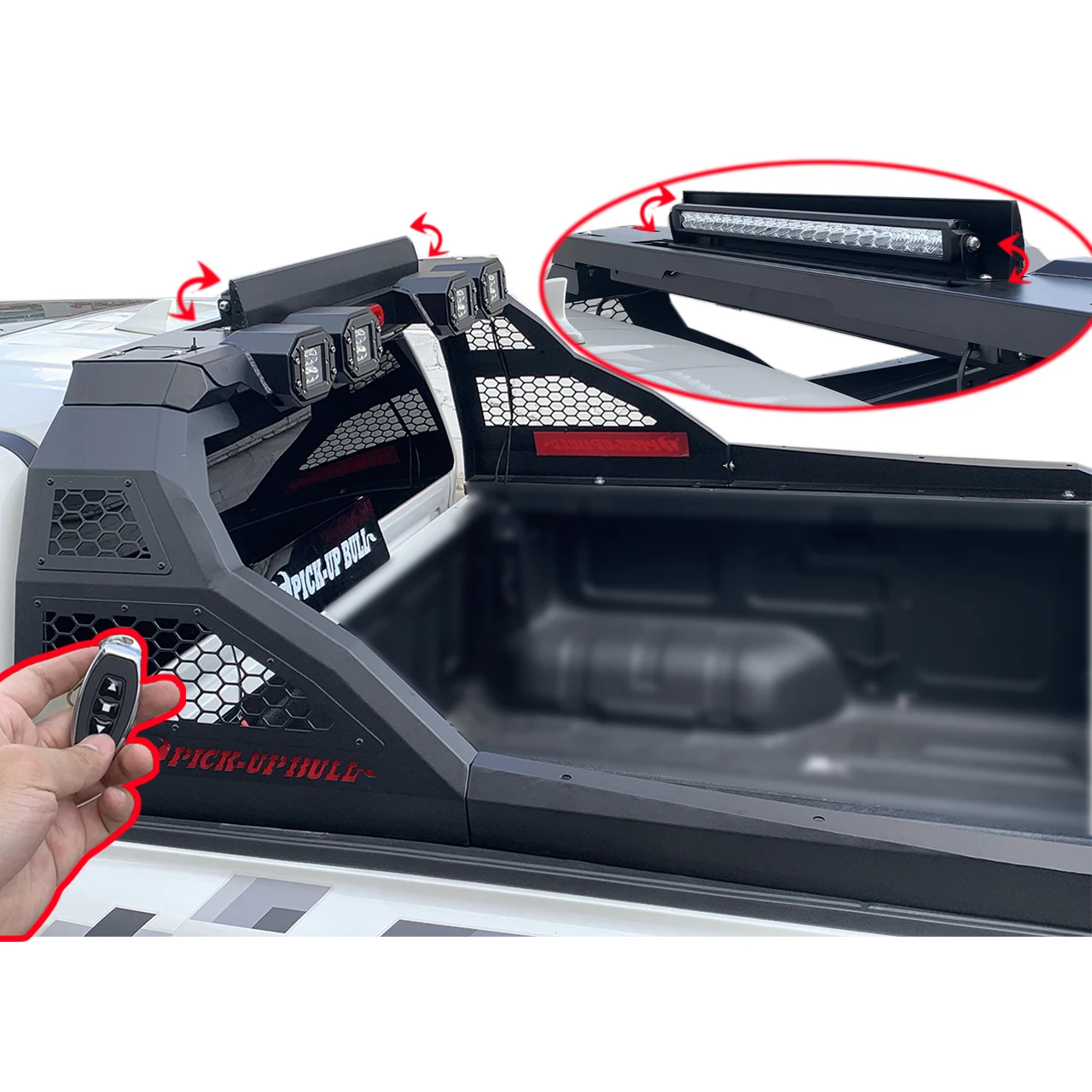 

4WD Roll Bar с электрическим прожектором на крыше для Hilux Vigo Revo Navara Dmax Ranger Np300 Trucks Универсальный стальной рулонный стержень