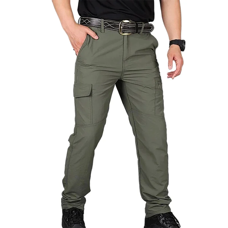 2026 New Summer Men's Quick Drying Pants Sports Outdoor Mountaineering Waterproof Large Size Multi Pocket Workwear Trousers
