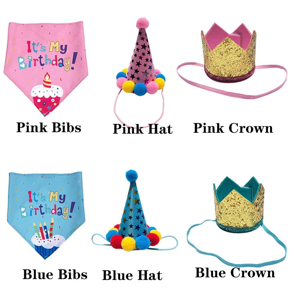 Cute Cat Dog Scarf Bandana Headwear Cap Hat Sequin Design Pet Birthday Caps/Bibs