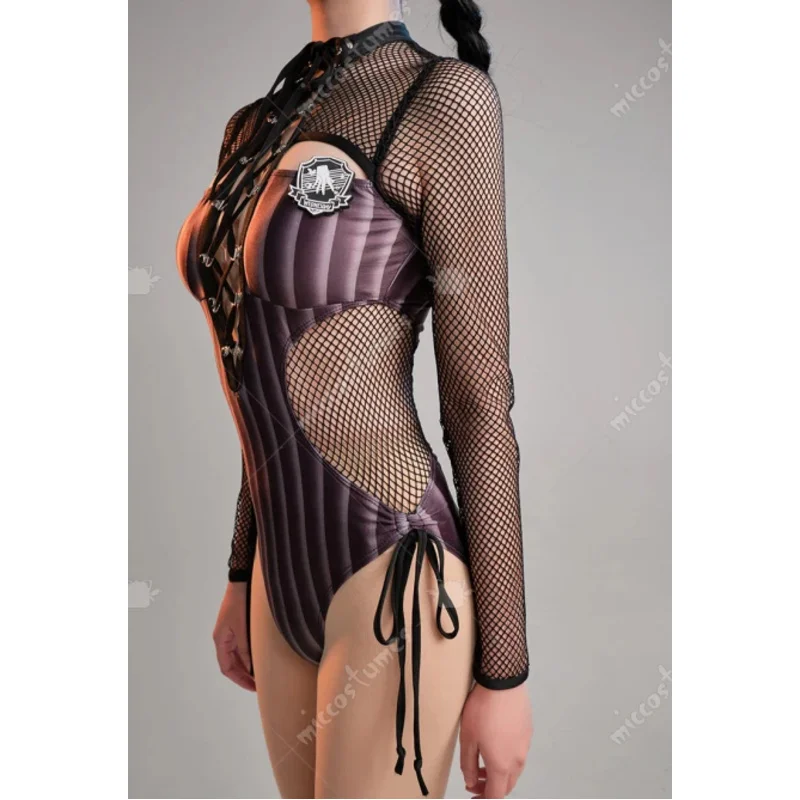 ملابس سباحة نسائية مثيرة من CyMiccostumes بدلة سباحة مخططة برباط من قطعة واحدة