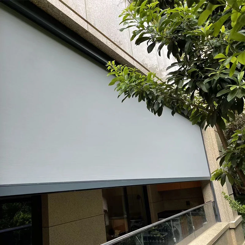 

Outdoor Blinds Motorized Roller Windproof Patio Cover Motorized Aluminum Zip Track Blind