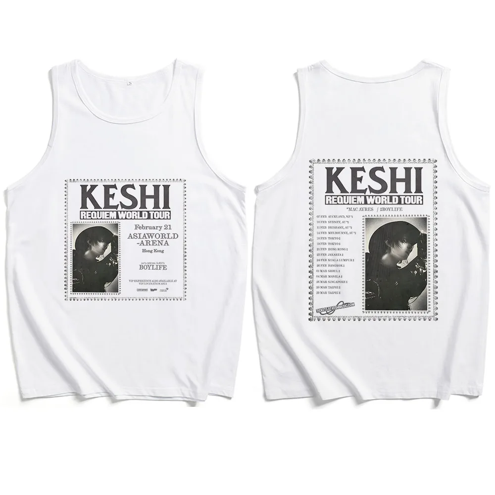 Keshi Requiem Tour 2025 Tank Tops Vest  Man Woman Summer Casual Sleeveless T-shirt Fans Gift Tops