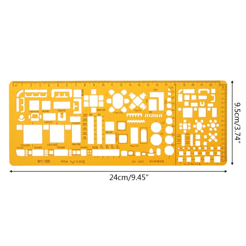 Professional Architectural Template Ruler Drawings Stencil Measuring Tool Supply