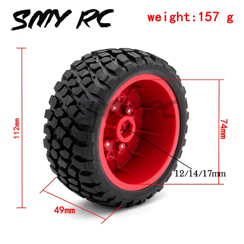 

For 1:8 1:10 Trax Slash Huanqi 727 Vika 112mm Tire Rc Car Model Short Card General Road Tire Upgrade Tire Adapter 12mm/14/17mm