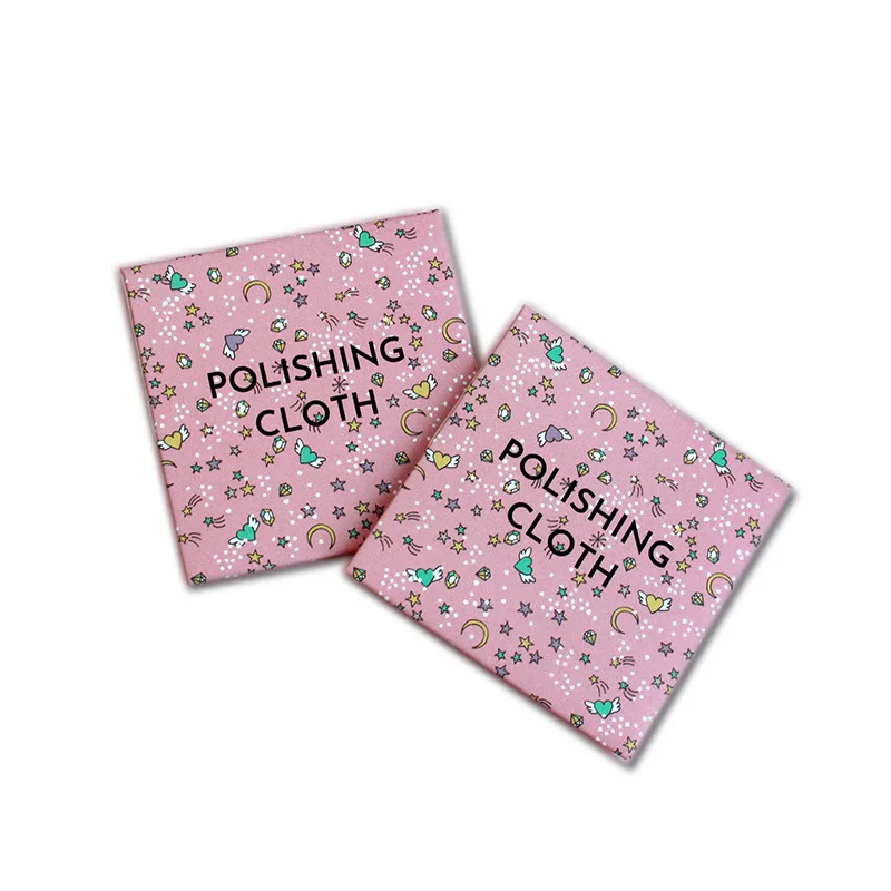 100PCS 5x5cm Small star moon pink Package Silver Polish Cloth  Jewelry Tools Sterling Silver Polishing Cleaning