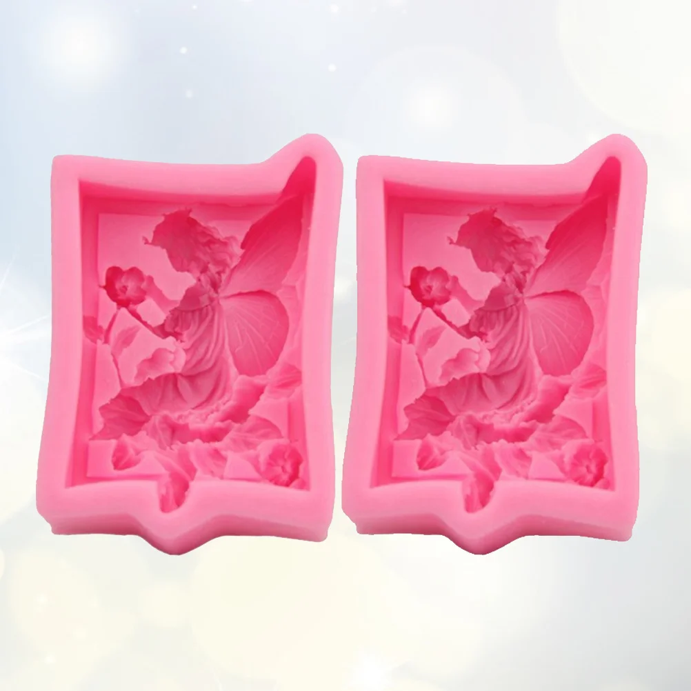 

2Pcs Silicone Cake Mold Flower Fairy Creative Baking Tool Pink for Home DIY Fondant Chocolate Candy Baking Molds