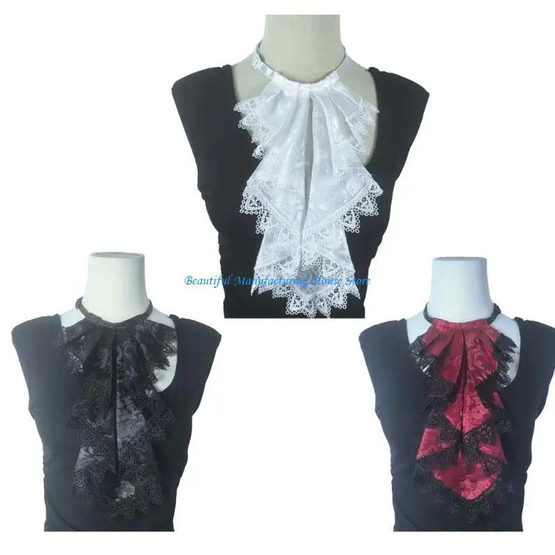 E56A Gothic Flouncing Collar With Layered Ruffle Comfortable Cotton For Women Fashion Elegant Lapel