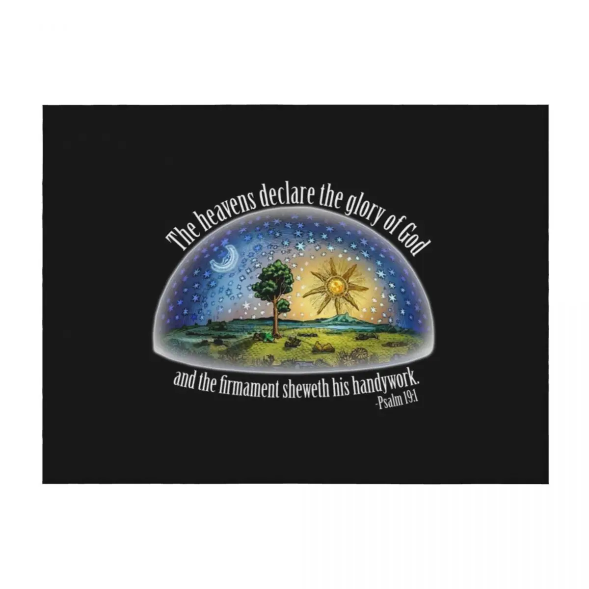 

Flat Earth - Psalm 19:1 (The Firmament) Black Throw Blanket Flannel Fabric Personalized Gift Polar Flannel Blankets