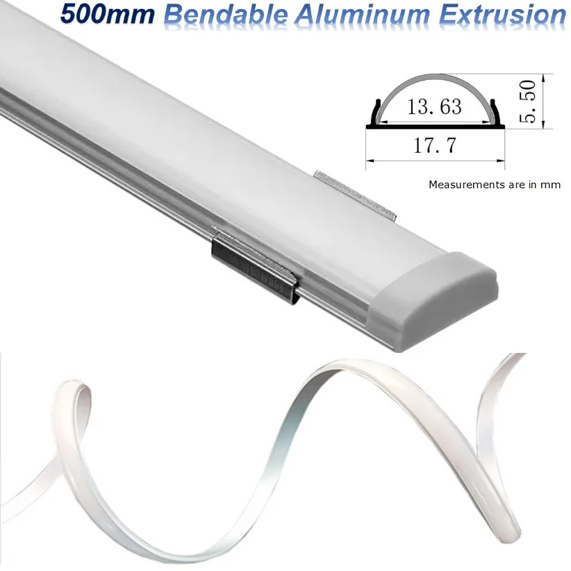 50cm/0.5m Bendable Extrusion Aluminum Bars for LED Flexible String Light Holder DIY RV Boat Interior Decoration Accessories