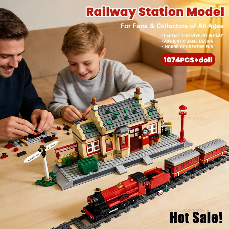 

Набор для сборки нового здания вокзала, 1074 детали, креативная модель, набор для самостоятельной сборки, детская образовательная игрушка STEM, подарок для взрослых, украшение для дома или офиса