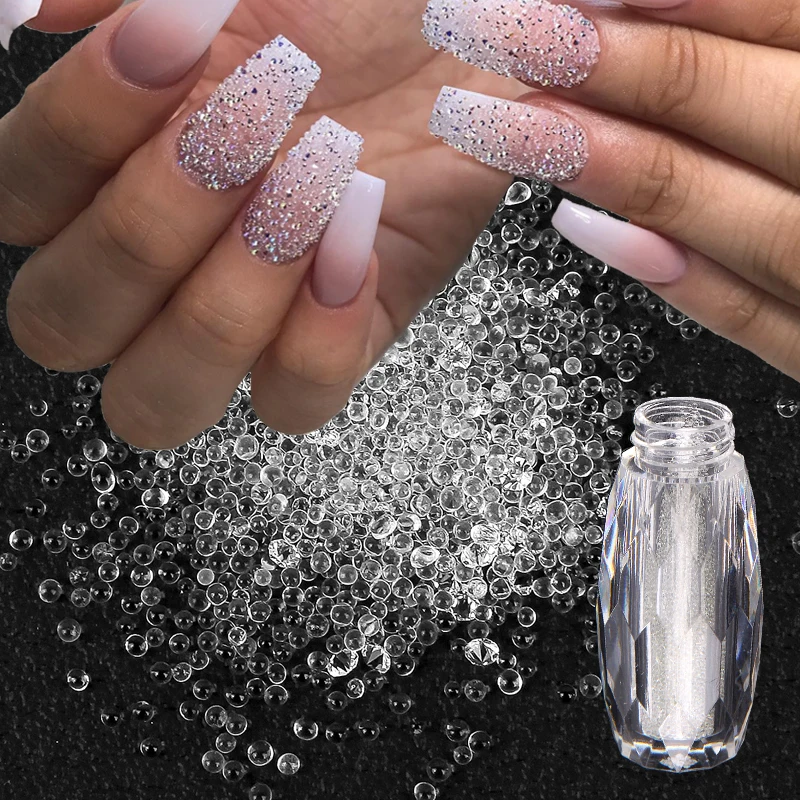 1 Bottle Micro Beads Nail Rhinestones Glass Crystals Mini Glitter Zircon 3D Nail Art Decorations DIY Gems Manicure Accesoires