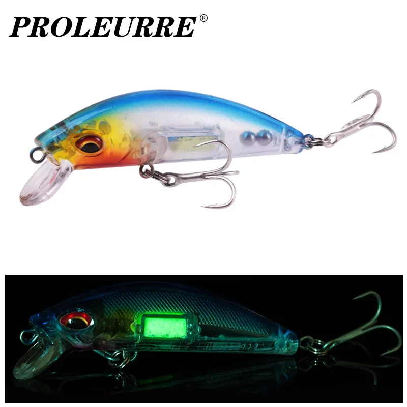 

1 Pc Luminous Minnow Fishing Lure 7cm 10.5g Night Fishing Plastic Sinking Wobbler Artificial Hard Bait With Hooks Crankbaits