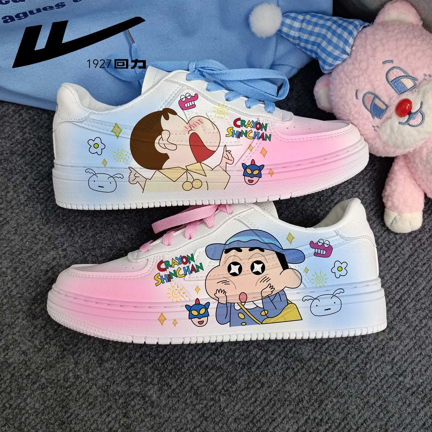 

Genuine DIY Hand-drawn Cartoon Animation COS Board Shoes, Spring and Summer Casual White Shoes