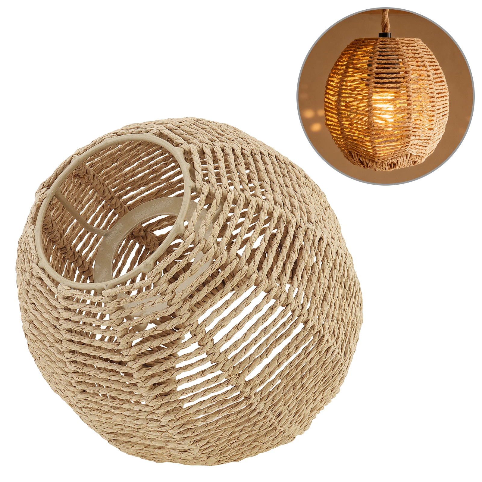 

Pop Rattan Lamp Shade Handmade Woven Retro Lampshade Home Decor For Cover Table Lamp Pendant Light Floor Lamps Chandelier Wall L