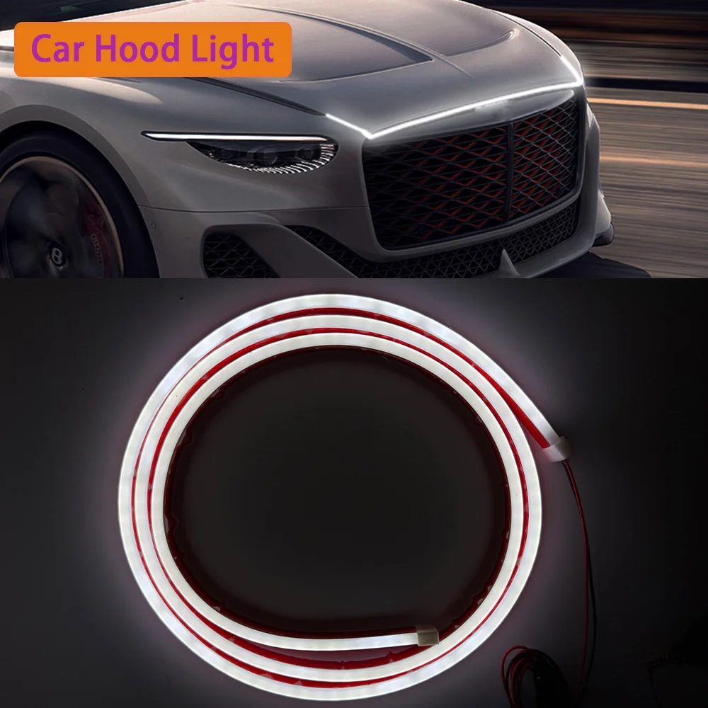 Universal Dynamic Scanning of Car Hood Through Type Daytime Running Light 12V Guide Strip of LED Turn Signal Strip