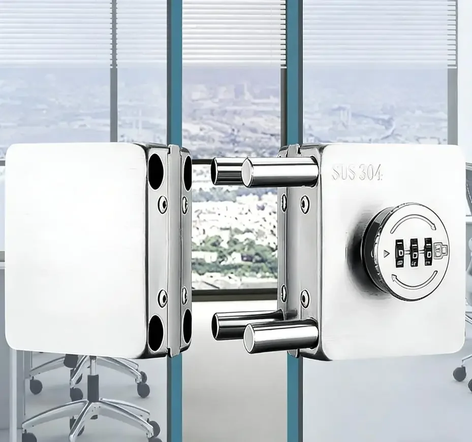 No-Drill Glass Lock Mechanical Combination Frameless Door Lock 304 Stainless Steel Keyless Security For Office Bathroom 97x65mm