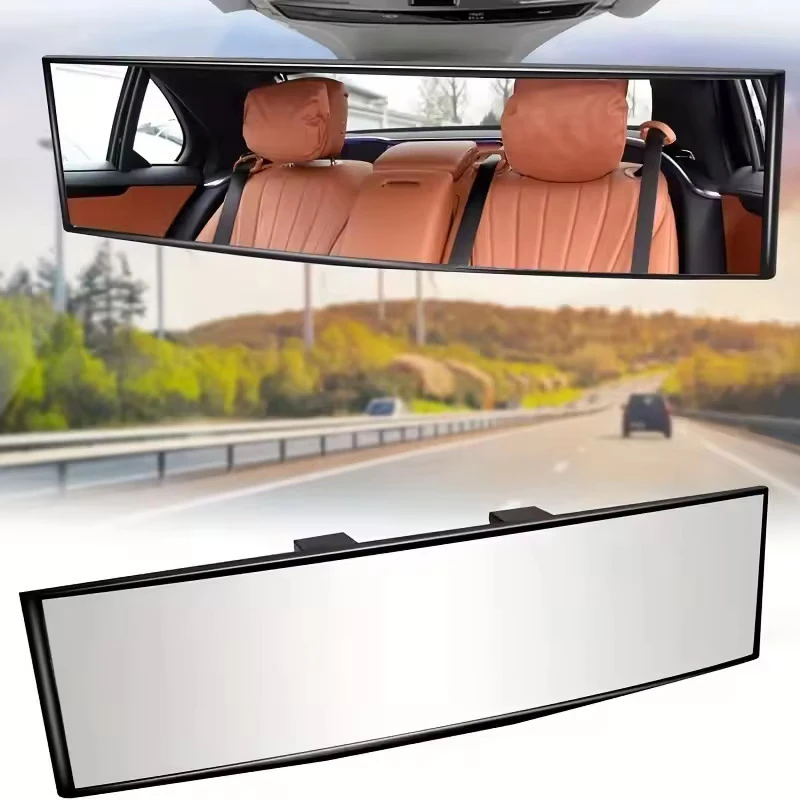 285MM Wide Convex Interior Clip On Rear View Clear Mirror Universal Anti Glare Anti-fog Panoramic Rear View Mirror Curved Mirror
