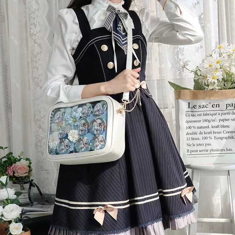 

Luxury Pu Ita Bag Crossbody High Quality Women Sweet Lolita Bag Cute Transparent Pocket Japanese Style Kawaii Sac Shoulder