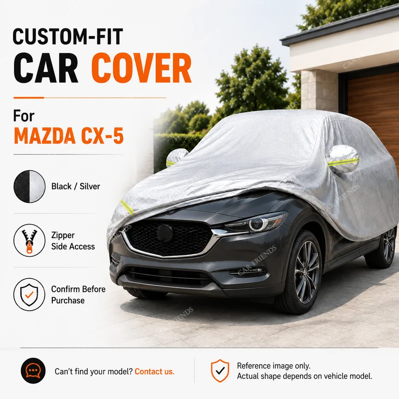 Чехол для автомобиля Mazda CX-5, полностью закрывающий, из оксфордской ткани с серебряным покрытием, с боковой молнией для доступа, защита от УФ-излучения, для парковки на улице