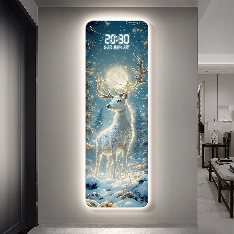 Elk Modern LED Light Electron Clock Mural Wall Decoration for Living Room Corner Entrance Bedroom Study and Corridor Wall Clock