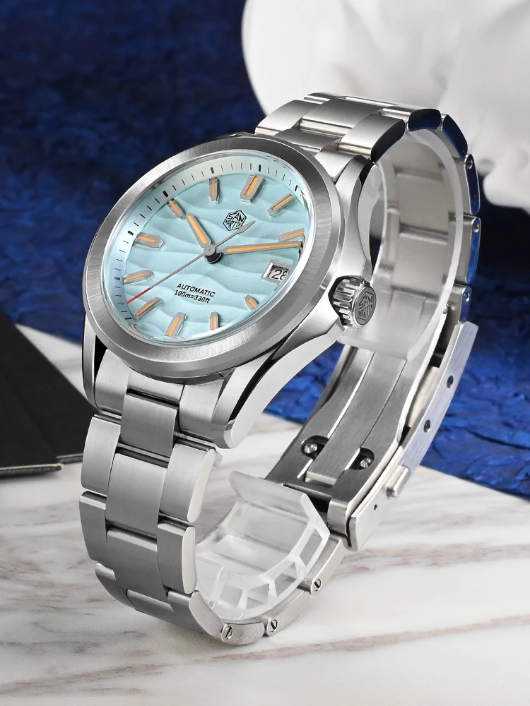 San Martin 39mm NH35 Desert Dune Dial Men Automatic Mechanical Watches Dress 3H Date Window Waterproof Luminous Sapphire SN0129C