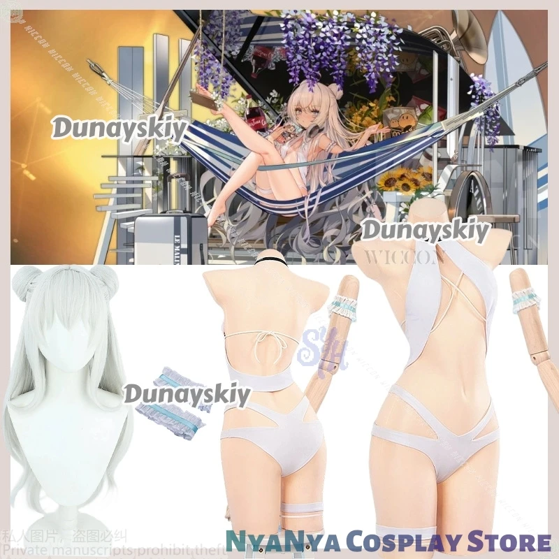 MNF Le Malin Cosplay Game Azur Lane Anime 코스튬 Sexy White Bikini Kawaii Summer Swimminwear Cute Lingerie Halloween Party 코스프레