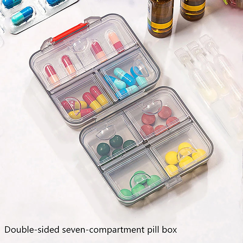 Seven Day Travel Mini Portable Medicine Box Moisture-proof Multi Grids Sealed Medication Pill Storage Box Jewelry Storage Box