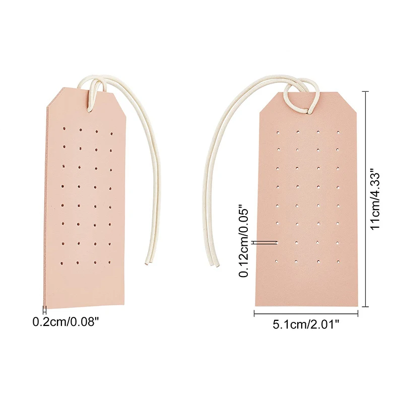 Pink PU Leather Stud Earring Display Cards with Rope 11*5cm 32 Hole Portable Ear Jewerly Display Organizer Holder