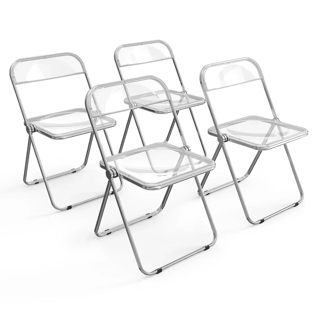 

Acrylic Folding Chairs 4 Pack, Clear Chair Foldable and Stackable, Transparent