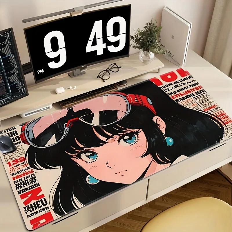 

Large Anime Girl Gaming Mouse Pad - Non-Slip Rubber Base, Durable Desk Mat with Thick Stitched Edges