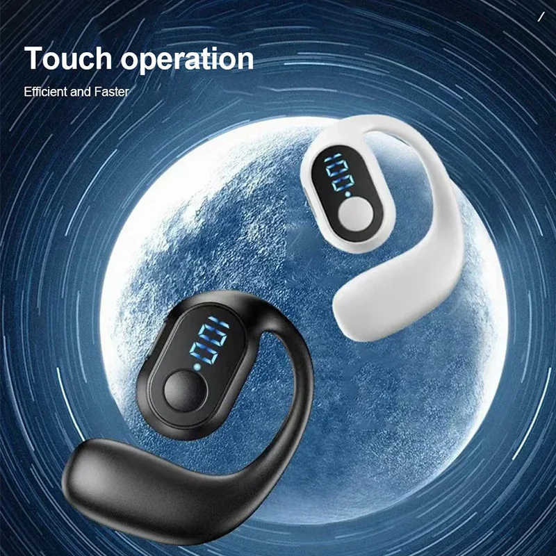 2024 NEW Bluetooth 5.3 Earphone Wireless Ear Hook Earphone HiFi Stereo Noise Reduction Touch Control Headset Waterproof Earbud