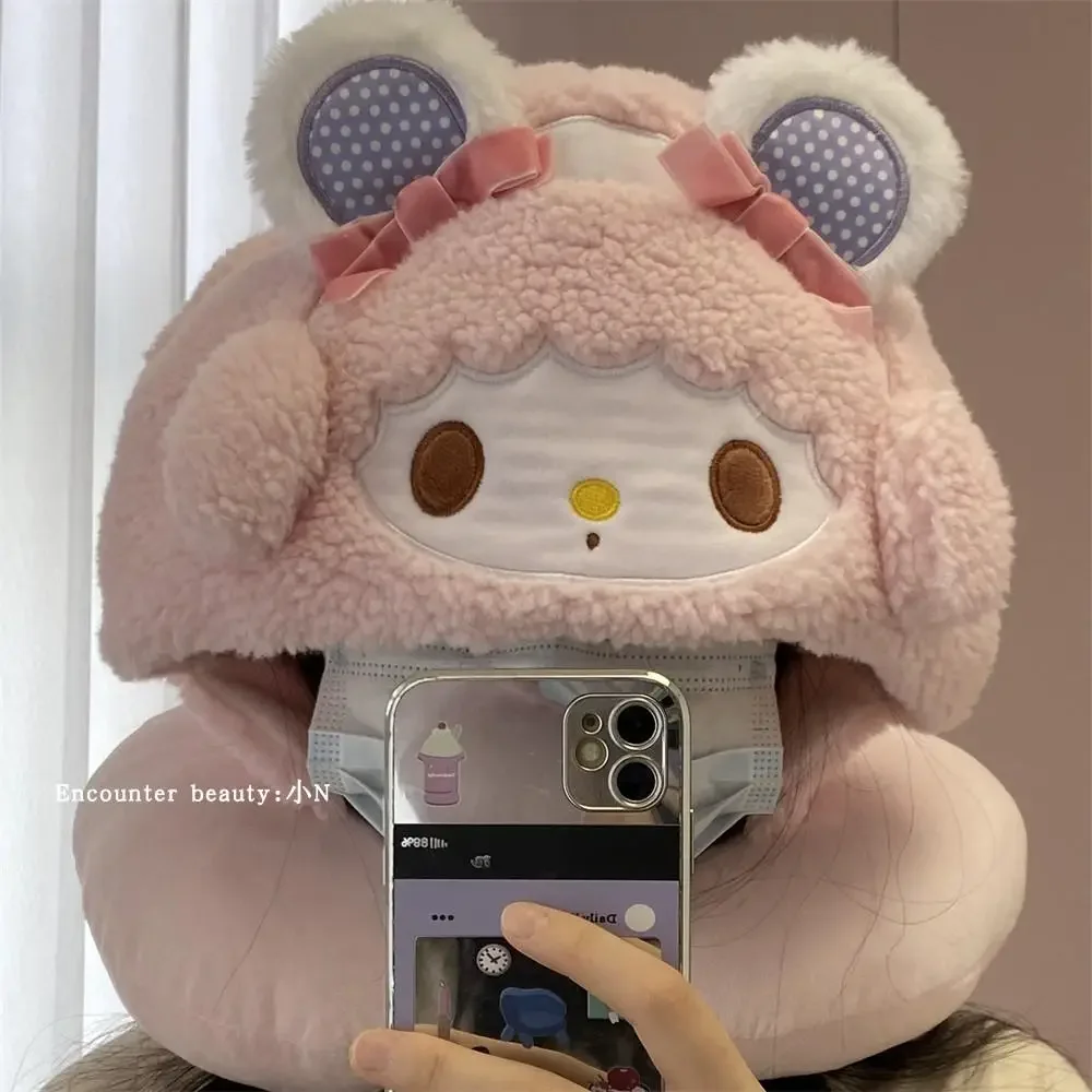 Cartoon U-shaped Hooded Neck Pillow Lovely My Sweet Piano Blackout Travel Pillow Japanese Style Kawaii Nap Pillow Office Girl