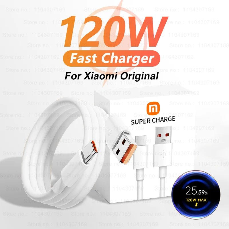 For XIAOMI Original 120W USB Fast Turbo Charging Cable mi 15 Pro 14 13 12 11 6A 67W Type C Charger Cable Redmi Note 10 9 8 7 K70