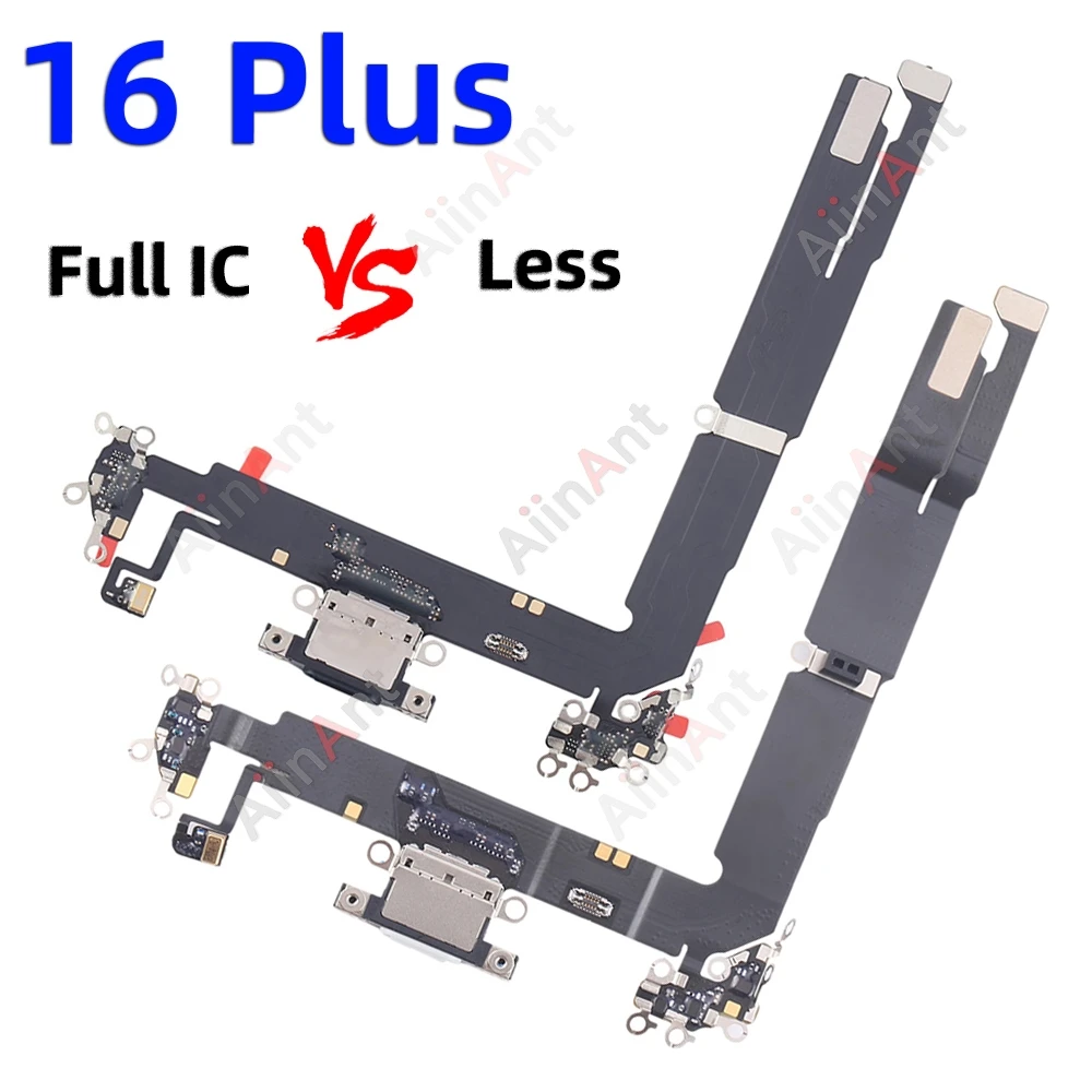 OEM Microphone Ribbon USB Dock Charger Charging Connector Port Flex Cable For iPhone 16 Plus Repair Parts