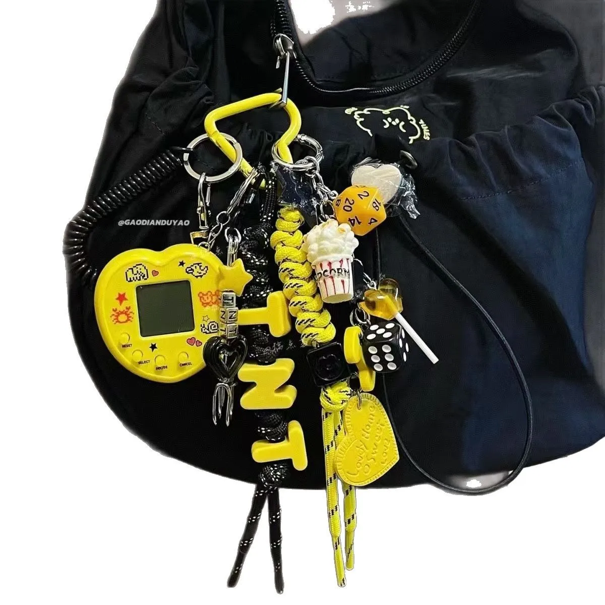 حقيبة وحدة تحكم ألعاب أصلية جديدة قابلة للتشغيل قلادة معدنية الفشار الأصفر سلسلة مفاتيح متعددة الاستخدامات ملحقات حقيبة متعددة الاستخدامات