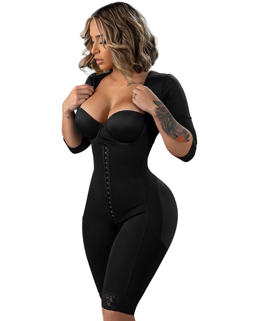 Tummy Control Push Up Shapewear With Long Sleeve Post Quirurguicas Tabla Abdominal Post Liposuccion High Compression Garment