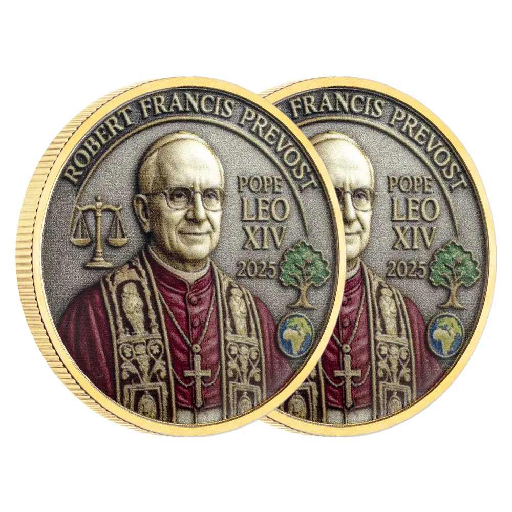 عملة روبرت فرانسيس بوب ليو الرابع عشر تذكارية مطلية بالذهب بوب تذكارية #3